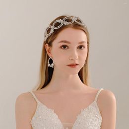 Necklace Earrings Set Bridal Wedding Jewellery Ornament Headwear Hollow Alloy Crown Women Headband Two Piece Suit