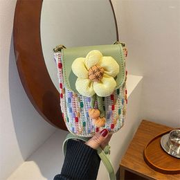 Wallets Women Fashion Flower Shoulder Crossbody Bag Small Simple Mobile Phone Coin Purse