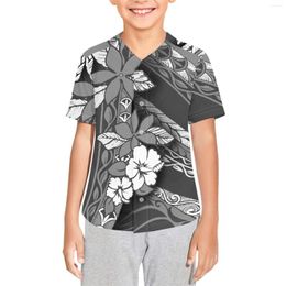 Men's Casual Shirts Polynesian Tribal Pohnpei Totem Tattoo Prints Custom Design Boys Baseball Jersey Kids Polyester Mesh Fabric School