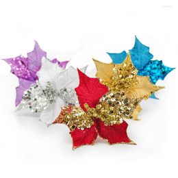 Decorative Flowers Sharp Corner Sequin Velvet Fake Flower Christmas DIY Tree Decoration Home Mall Decor Glitter