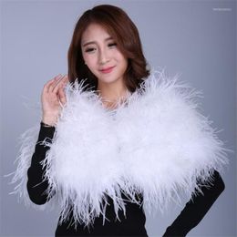 Scarves Fuffly Bride Wedding Party Boleros Real Ostrich Fur Feather Turkey Bridal Shawl Marriage Shrug Luxurious Coat C193