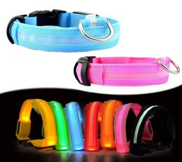 Nylon LED Dog Collars Night Safety Flashing Glow In The Dark Leash Dogs Luminous Fluorescent Collar Pet Supplies J0653560682