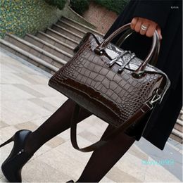 Evening Bags 2023 Quality Leather Women Handbags Stone Pattern Fashion Girls Shoulder Big