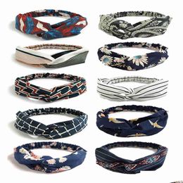 Headbands 10 Packs Boho For Women Vintage Floral Print Headwrap Hair Band Sports Elastic Head Wrap Twisted Cute Accessories Drop Del Dhboy