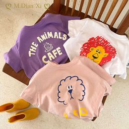 T-shirts 100% Cotton Children's T-shirt 2023Summer New Boys and Girls Cartoon Mouse Printing Short Sleeve T Baby Round Neck Shirt P230419