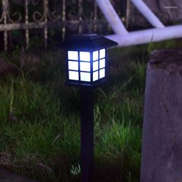 2Pcs Creative LED Houses Solar Lawn Lights Outdoor Waterproof Garden Decorations Yard Pathway Buried Night Lamps Christmas