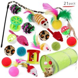 Cat Toys 21 PCS Set Interactive For Indoor Cats With Tunnel & Balls Crinkle &etc.