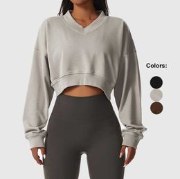 Designer custom sports clothes fitness gym exercise clothes long sleeved crop top sports clothes oversized hoodie sweatshirt