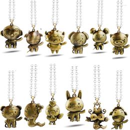 Pendant Necklaces 12 Zodiac Sign Animal Metal Women Jewelry Tiger Dragon Pig Monkey Chains For Men Drop