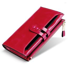 Wallets Fashion Women Genuine Leather Female With Phone Pocket Ladies Purses Hasp Long Design Clutch Bolso Mujer