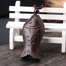 Pendant Necklaces Vintage Wood Carving Necklace For Women Ethnic Handmade Elephant Fish Purple Adustable Size Gif