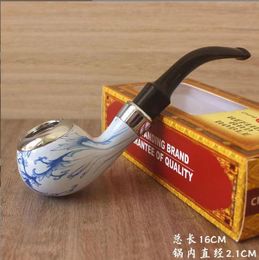 Smoking Pipes Blue and white porcelain pipe Resin bakelite men's Philtre pipe