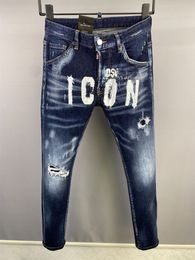 Men's Jeans dsq Mens Jeans DSQ2 COOLGUY JEANS Hip Hop Rock Moto Design Ripped Distressed straight Denim dsq2 blue Jeans 836