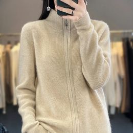 Women's Sweaters Tailor Sheep Women's Merino Wool Cardigans Zippers Sweater Autumn Winter Knitted Single Breasted Solid Colour Bottom Tops 231118