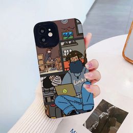 Luxury Cute Painting Phone Case For iPhone 14 13 Pro Max 11 12 Pro 7 8 Plus X XS Max XR Shockproof Stripe Style Soft Case Back Cover