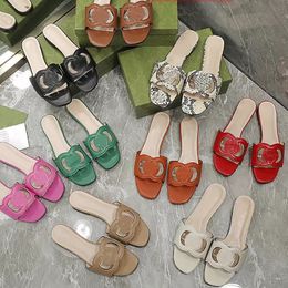 Sandals G-Slipper slipper slide Women Interlocking Cut-out Shoes Lady Flip Flops Slip On Beach Slide Flat Casual Walking