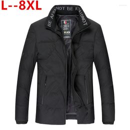 Men's Down Plus 8XL 6XL 5XL Winter Jacket Men Cotton Padded Thick Jackets Parka Slim Fit Long Sleeve Quilted Outerwear Clothing Warm Coats