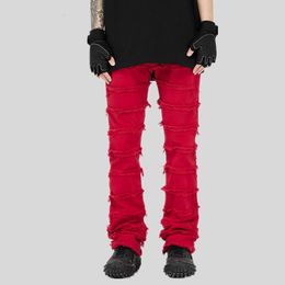 Men's Jeans 2023 Vibe Style Tassel Red Streetwear Hip Hop Men Grunge Pants Y2K Clothe Straight Cotton Trousers Vetement Homme 230419