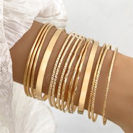 Retro Punk Gold Colour Bracelets for Women Trendy Alloy Metal Bangle Bohemian Jewellery Accessories Gift