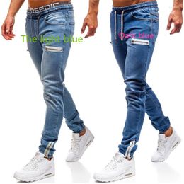 Men's Jeans Men's Scrub Zipper Skinny Stretch Y2k Black Denim Casual Sports Pencil Pants Fashion Slim Straight