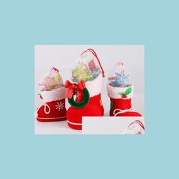Christmas Decorations Gift Bag Elf Spirit Candy Boot Shoes Stocking Holders Xmas Party Decoration Dstring Filler Bags Pen Holder Hol Dhbiw