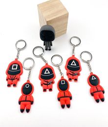 Game Keychain Soldier Triangle Party Series Creative Charms 2D Mini Doll Figurine Key Ring Car Backpack Pendant Gift Ornament Part1899714