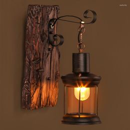 Wall Lamps Outdoor Antique LED Loft Lamp Wood Glass Restaurant Cafe Bar Sconces Vintage Industrial Retro Mounted Lighting Fixture