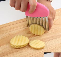 Fruit Vegetable Tools Stainless Steel Vegetable Wavy Cutter Slicer Potato Carrot Crinkle French Fries Making Knife Kitchen Fruit T7023406