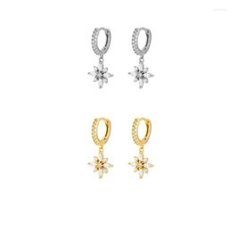 Hoop Earrings Wholesale Shiny Snowflake For Women Girls Flower Zircon Wedding Jewellery Bohemia Pendientes Brincos Gift