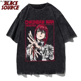 Men's T-Shirts Vintage Washed Tshirts chains man Anime T Shirt Harajuku Oversize Tee Cotton fashion Streetwear unisex top 3 J230419