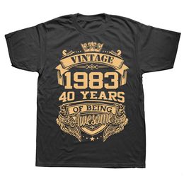 Mens TShirts Novelty 1983 40 Years Of Being Awesome 40th vintage T Shirts Graphic Streetwear Short Sleeve Summer Tshirt Clothing 230419