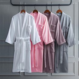 Bath Accessory Set Cotton Long Thick Absorbent Terry Robe Kimono Men LightWeight Waffle Towel Bathrobe Plus Sleepwear Women Dressing Gown