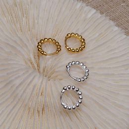 Hoop Earrings 1 Pair Simple Gold Colour Circle Bead Earring For Women Vintage Twisted Statement Huggies Small Fashion Jewellery