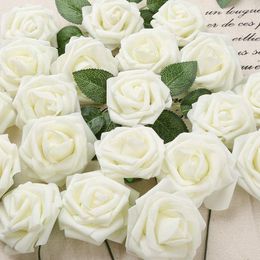 Decorative Flowers Pack Of 30 Realistic Foam Fake Roses With Rhizomes For DIY Wedding Bouquets Baby Shower Yard Home Decor Festive