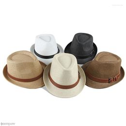 Berets 56-58CM Natural Panama Soft Shaped Straw Hat Summer Women/Men Wide Brim Beach Sun Cap UV Protection Fedora Jazz