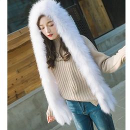 Beanie/Skull Caps High quality fox hair woven women's wind and snow hats double-sided woven winter fur hats scarves fashionable and warm 231118