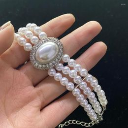 Bangle Luxury Three Layer Imitation Pearls Bracelets For Women Fashion Baroque Faux Pearl Bracelet Ladys Wedding Party Jewellery