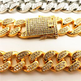 necklace for mens chain cuban link gold chains iced out jewelry Diamond Bracelet 20mm Full Diamond Male and Female Hiphop