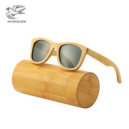 Sunglasses SWALLOW Real 100 wooden sunglasses polarized bamboo UV400TAC lens anti ultraviolet and anti 230418