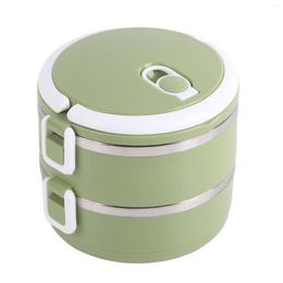 Dinnerware Sets Green Portable Stainless Steel Thermal Insulated Rice Noddles Lunch Box ContainerDouble Layer