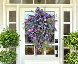 Decorative Flowers Wreaths Spring Purple Tulip Wreath Handmade Simulated Garland Door Home Decoration Pography Wedding Flower Pr6954842