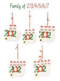 2020 Christmas Quarantine Ornaments Xmas Customised DIY Gift Survivor Family of 27 with Face Masks Hand Sanitizer Tree Pendant De8985635