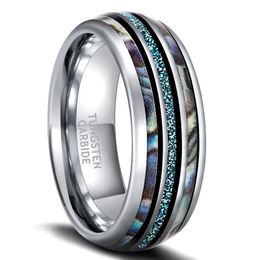 Wedding Rings 8mm Luxury Tungsten Carbide Ring Man Blue Opal Inlay Men Women Engagement Bague Homme Anillo Hombre Size15Wedding RingsWedding