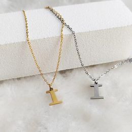 Chains 1pc Tiny Stainless Steel Letter I Charms Pendant Thin Chain Choker Necklaces Women Girls Gift Jewellery No Fade