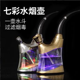 Smoking Pipes Coloured Lamp Water Smoke Bottle Double Cigarette Pot Can Replace Cut Tobacco and Cigarette Dual Use Water Smoke Pipe