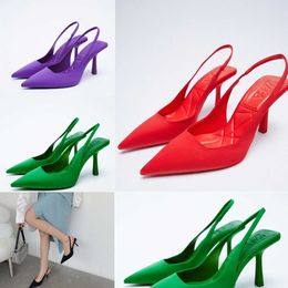 Nxy Sandals New Summer Pointed Toe Sexy Thin Heels Sandals Woman Slingback One Pedal High-heeled Shoes Women Sandals Daily All-match 230322