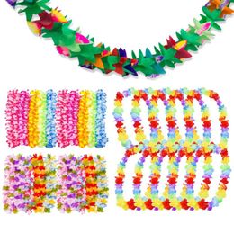 Decorative Flowers & Wreaths 10pcs Hawaiian Flower Necklace Leis Artifical Garland Hawaii Decoration Party Favour DecorationsDecorative