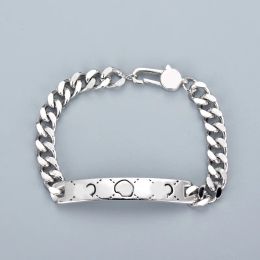 Fashion brand Style Bracelet Mens Bracelet Cuba Chain Letters 925 Silver Plated Stainless Steel Wedding Lover