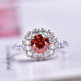 Cluster Rings Inbeaut Arrival 925 Silver 1 Ct Excellent Cut Pass Diamond Test Red Moissanite Cushion Party Ring For Women Fine Jewellery