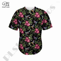 Men's Casual Shirts Est 3Dprinted Flower Frangipani Pattern Art Baseball Jersey Shirt Unique Unisex Funny Sport Summer Streewear Style-1